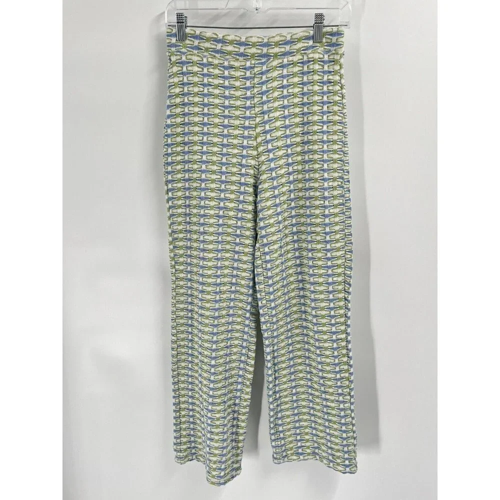 Zara Green Blue Knit Pull On Trouser Pants Sz Small - Picture 2 of 7